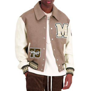 Veste de lycée personnalisée pour homme avec lettres brodées, patch en chenille, col montant en toile, doublure en laine, coupe-vent, respirante, design hiver - Product Image 1