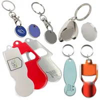 2D מותאם אישית לוגו עגול סופרמרקט מתכת קניות עגלת £ מפתח שרשרת Keychain מטבע עגלה