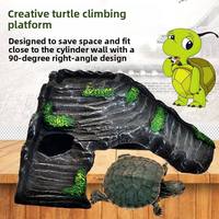 Accessoire pour tortue d'aquarium : Plateforme de repos et d'escalade en résine pour tortue, avec grotte cachette et marchepied, pour séchage au soleil et à l'eau.