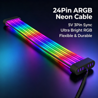Cable de Extensión para Placa Base de Ordenador de Escritorio, Cable ARGB de Neón, 24 Pines, Tarjeta Gráfica de 8 Pines, Fuente de Alimentación y Emisión de Luz ARGB