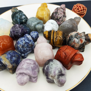Figurines d'animaux Feng Shui personnalisées en gros, sculptées à la main, écologiques, en jade naturel, agate, œil <span class=keywords><strong>de</strong></span> <span class=keywords><strong>tigre</strong></span>, quartz rose, cristal, tortue - Product Image 1