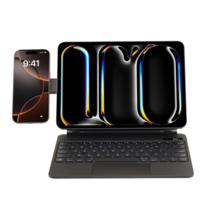 <span class=keywords><strong>Support</strong></span> de <span class=keywords><strong>clavier</strong></span> pour iPad Magic Keyboard en cuir PU anti-salissure avec <span class=keywords><strong>pied</strong></span> ciseaux entièrement incurvé en alliage d'aluminium et <span class=keywords><strong>support</strong></span> magnétique pour téléphone portable - Product Image 1