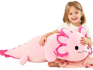 BENINY Coussin en peluche Axolotl 10 cm, rembourré en coton PP, rose vif, ultra doux, câlin et adorable, cadeau pour bébés, unisexe, anniversaire - Product Image 1