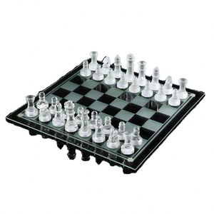 Juego de Ajedrez de Cristal Moderno con Piezas de Ajedrez Internacionales, Tablero de Ajedrez No Plegable, Precio de Fábrica, Promocional - Product Image 1