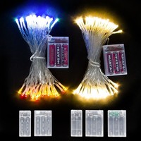 Guirnalda de Luces LED con Caja de Baterías, Luces Pequeñas para Decoración Navideña, Luces con Alimentación USB, Control Remoto, Impermeables, 8 Luces Intermitentes de Navidad