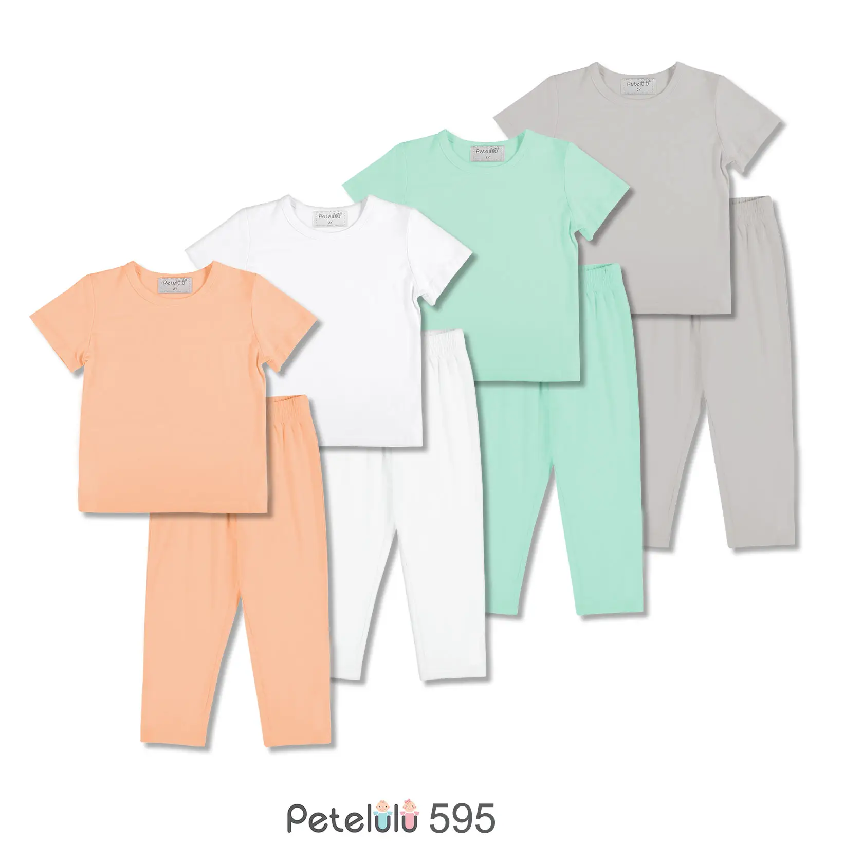 Petelulu Summer Children's Clothing Sets Baby Boy's Party Apparel Short Sleeve T Shirt Jeans Short Cotton OEM Service Round 7208
