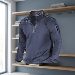 2025 Vintage Style Trendy Regular Length Winter Print <b>Pullover</b> <b>Men</b> Outdoor Hiking Gym Long Sleeve Zipper - Product Image 3