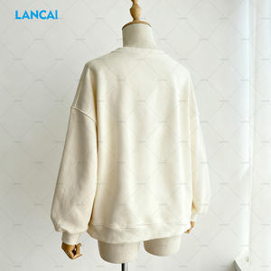 OEM ODM Logo brodé de haute qualité Sweats à capuche d'hiver à manches lanternes 100 % coton pour femmes - Product Image 3