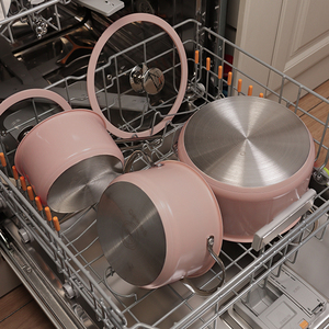 9pcs Stainless Steel <strong>Pot</strong> Set, Including 1 Milk <strong>Pot</strong>, 2 Stockpots, 1 Non-stick Pan, 4 LIDS and 1 Steamer Pink - Product Image 6