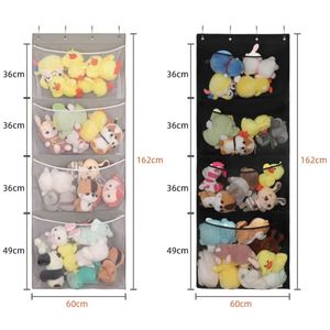 Sac de rangement suspendu en tissu Oxford pour jouets en peluche, poupées, sous-vêtements et chaussettes, avec 4 poteaux de support - Product Image 3