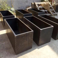 Pot bunga tanaman baja Corten taman luar ruangan persegi panjang Modern