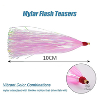 Alpha OEM 10cm Tête de plomb Mylar Flash Teaser Fly Tying Bucktail Leurres de pêche pour le bar de thon d'eau salée