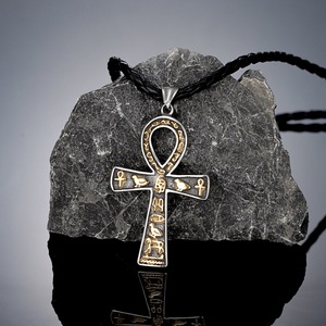 yunnique Ancient Egyptian Ankh Stainless Steel Pendant Two Tone Gold Steel <b>Cross</b> Necklace Men's Jewelry 60cm <b>Chain</b> Gift - Product Image 2