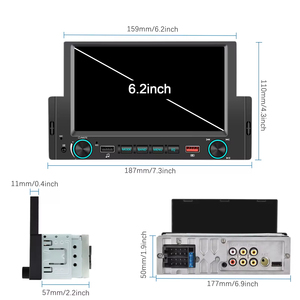 Nuevo Diseño de Autoestéreo de Un Solo DIN, Pantalla de 6.2 Pulgadas, CarPlay con Cable, Android Auto, MP5, Bluetooth, FM, USB, Carga Rápida, Micrófono Externo - Product Image 5