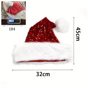 Nouveauté BT : Chapeaux <span class=keywords><strong>de</strong></span> Noël à paillettes épaissies, décorations <span class=keywords><strong>de</strong></span> fête <span class=keywords><strong>de</strong></span> Noël, chapeaux <span class=keywords><strong>de</strong></span> Père Noël pour adultes, cadeaux <span class=keywords><strong>de</strong></span> Noël en gros - Product Image 4