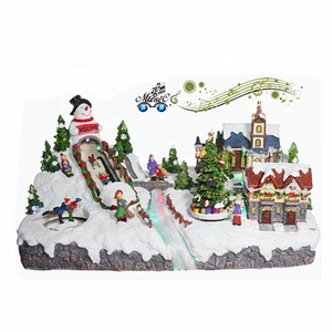 Lampu LED dekorasi rumah desa Natal salju Resin <span class=keywords><strong>Fiber</strong></span> optik lampu LED dengan main skate dekorasi rumah Eclectic untuk penggunaan musiman hadiah memberikan - Product Image 2