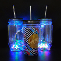 Werbeartikel: Transparenter LED-Bierkrug mit Deckel und Strohhalm für Halloween, Thanksgiving und Weihnachten