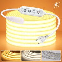 Bande lumineuse LED 220V extérieure dimmable COB avec variateur, bande néon étanche pour jardin et design extérieur