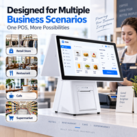 Terminal de point de vente à écran tactile de 15,6 pouces, double affichage, Android 14 RK3576 8 Go 64 Go, imprimante thermique 80 mm pour caisse de magasin de détail et de restaurant