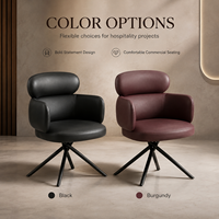 Fauteuil pivotant moderne rembourré avec base en métal pour restaurant, hôtel, café, bar, bureau, mobilier commercial