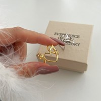 Dylam Big Love Bague en zircone Cz S925 Bijoux en argent sterling plaqué or 18 carats Bagues cœur creux ouvertes ajustables pour femmes