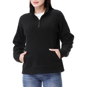 Women's Soft Polar Fleece Quarter Zip Pullover Long Sleeve Sweatshirt Casual Autumn Outerwear - Product Image 3