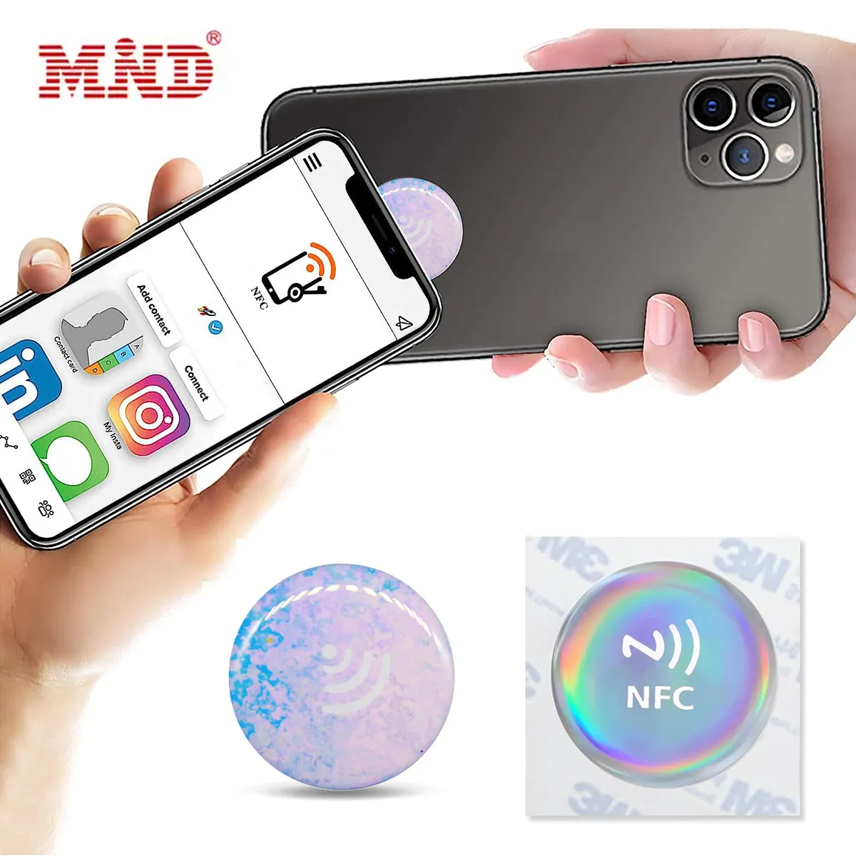 Instagram thông minh NFC Keychain NFC Epoxy tag không thấm nước NFC phương tiện truyền thông xã hội tag Laser Epoxy xem xét thẻ