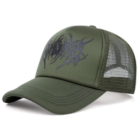 Premium hombres gótico Hip Hop Street Rap espuma malla gorra asimétrica transpirable visera Casual personaje estilo camionero sombrero