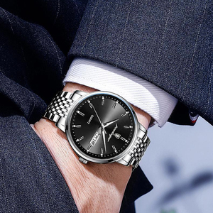 Montre Homme Luxe Diamant Jour Date Verre Saphir Acier Boucle Papillon Lumineux Étanche Affaires Sur Mesure Gros - Product Image 4