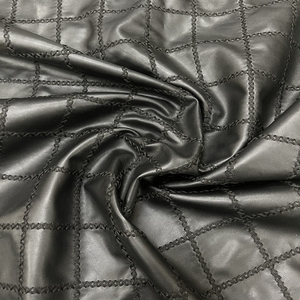 Tela de encaje bordado para vestido, tela de lujo de cuero PU negro de alta calidad con corte Floral - Product Image 6
