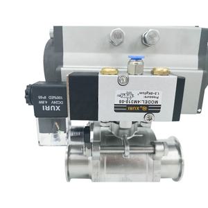 Brújula 24V solenoide sanitario acero inoxidable aluminio neumático tres piezas Tri abrazadera válvula de bola para medios de agua - Product Image 3