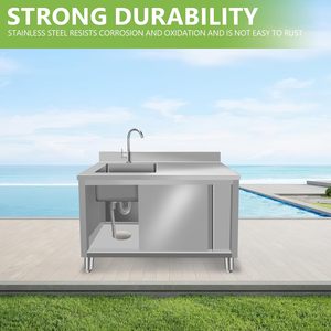 Mueble de Acero Inoxidable 304 con Fregadero Integrado, para Uso Doméstico y Comercial, Encimera, Banco de Trabajo, Almacenamiento para Estufa - Product Image 5