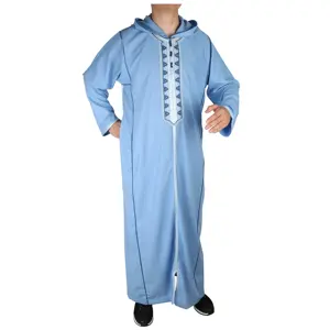 Ricamato Ikaf marocco cappelli stile manica lunga uomo musulmano abito caftano Djellaba Jubbah abbigliamento islamico per Ramadan Eid regalo