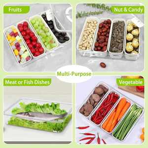 Contenedor de Verduras para Cocina, 4 Compartimentos, Transparente, Blanco, Moderno, Caja de Almacenamiento de Alimentos, Colador, Material PP+PET Moldeado por Inyección, para Mantener la Frescura - Product Image 5