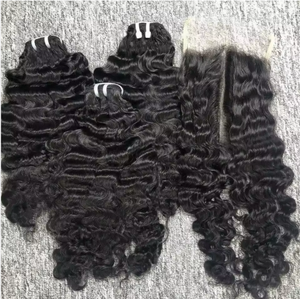 Cheveux synthétiques de qualité supérieure, mèches de cheveux ondulés lâches, cheveux noirs ondulés, cheveux humains - Product Image 5