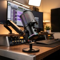 Microphone à condensateur de studio M16-35 192kHz, 14mm cardioïde, USB, avec contrôle du rapport de mixage pour YouTube, podcast, audio professionnel