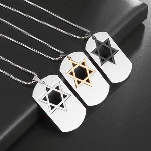 Etichette esagonali geometriche per cani con logo in acciaio inossidabile stella <span class=keywords><strong>di</strong></span> David ciondoli con logo ciondoli <span class=keywords><strong>di</strong></span> gioielli <span class=keywords><strong>di</strong></span> moda personalizzati per collana - Product Image 3