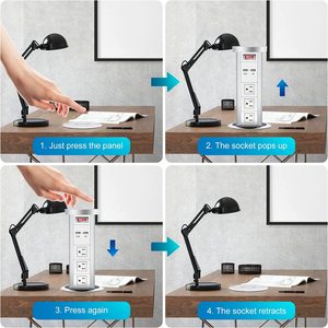 Tomacorriente Automático Oculto <span class=keywords><strong>para</strong></span> Encimera de Cocina, Estación de Carga Inalámbrica Emergente con 3 <span class=keywords><strong>Enchufes</strong></span> de CA Estadounidenses y 2 Puertos USB - Product Image 5