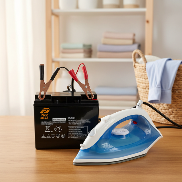 Portable Cordless 12V DC Solar Electric Iron  with Stainless Steel with Over Heat protection and Temperature Adjustment Control