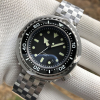 Montre de plongée mécanique intégrée en acier fin personnalisée sans fond de boîtier, avec anneau chronographe rotatif unidirectionnel à 120 positions.