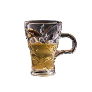 Tazas de vidrio para beber té de alta calidad, 190ml, para uso doméstico, vajilla personalizada, taza de café irlandés grabada con mango