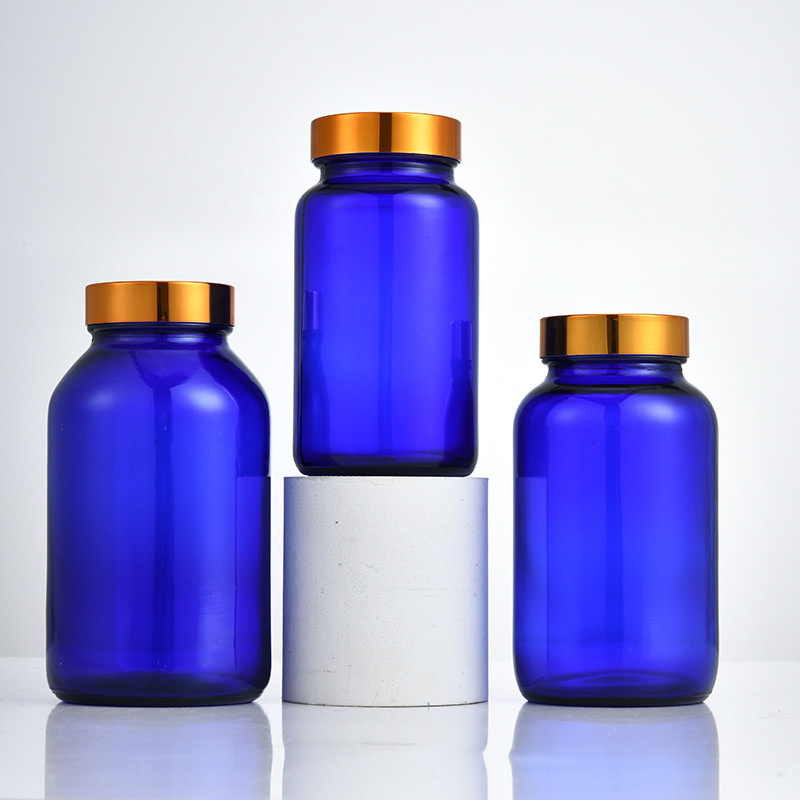 10オンス（300ml）広口青色薬瓶 医療用ガラス容器 密封ガラス包装 薬用