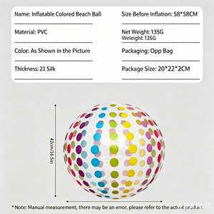Pelota de <span class=keywords><strong>Playa</strong></span> Inflable con Diseño de Puntos o Rayas Arcoíris, Ideal para Fiestas de Verano en la Piscina - Product Image 4