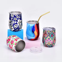 Gobelet isotherme en acier inoxydable personnalisé de 12 oz avec motif floral, anti-fuite, pour le camping, tasse à café, fournisseur en gros
