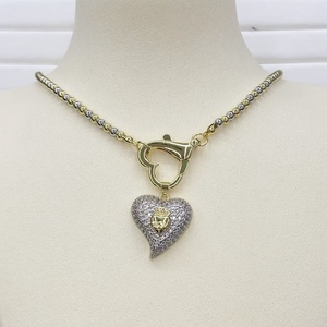 BD-D1199 Collana con Ciondolo a Cuore Placcato Oro, Pendente a Cuore Cavo con Zirconia Cubica, Charm d'Amore per Collana, Gioielli di San Valentino - Product Image 6