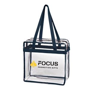 Sacs transparents personnalisés avec logo imprimé, approuvés pour les stades, sac fourre-tout transparent avec fermeture éclair, imperméable, réutilisable, en PVC, bandoulière - Product Image 5
