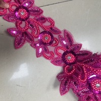 Kain Jala Payet Bordir Manik-Manik untuk Gaun Pengantin, Hiasan Rambut, Aksesoris Pakaian DIY