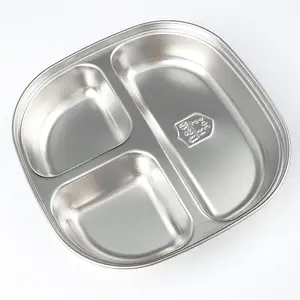 厨房用具优质优质不锈钢餐盘，带PP盖饮食耐用银色坚固定制标志