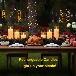 Acrylic Flickering Led <b>Pillar</b> <b>Candles</b> Battery Operated <b>Candles</b> Flameless <b>Candles</b> for Romantic Ambiance Home Decoration - Product Image 3
