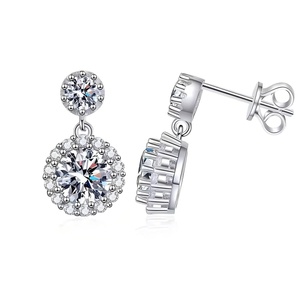 Pendientes de Plata de Ley S925 con Diamantes de Moissanita, Pendientes de Lujo Ligeros, Venta al por Mayor de Todo - Product Image 3